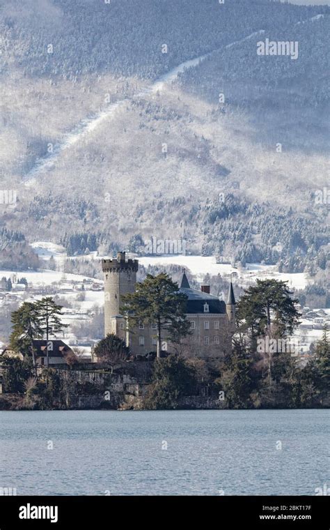 France Haute Savoie Annecy Lake Of Annecy Castle Of Duingt Under