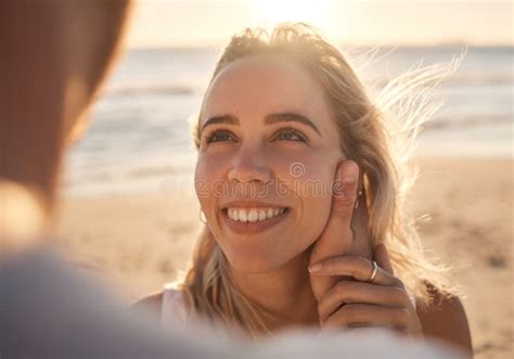 Affection Love And Couple At The Beach For A Date Honeymoon And