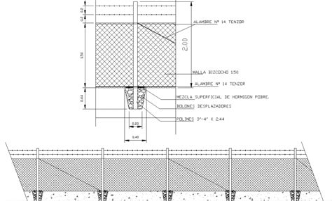 Barbed Wire Boundary Fence Drawing In Dwg Autocad File Cadbull