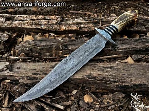 Damascus Bowie Knife Hunting Bowie Knife Custom Hand Made Damascus