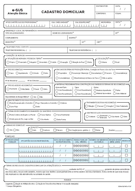 Ficha De Cadastro Domiciliar