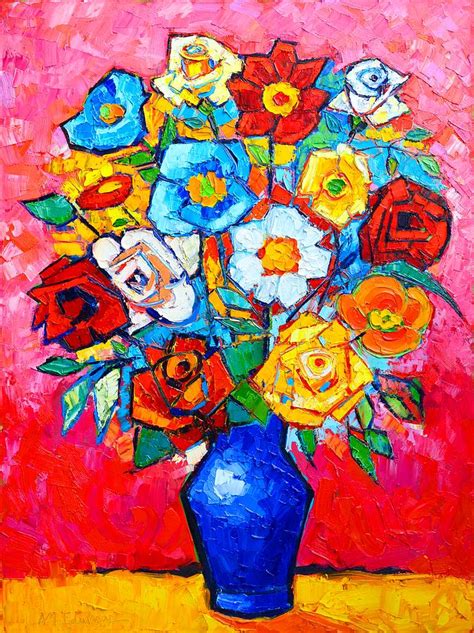 Colorful Roses And Camellias Abstract Bouquet Of Flowers