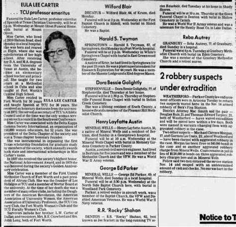 Fort Worth Star Telegram Obituaries