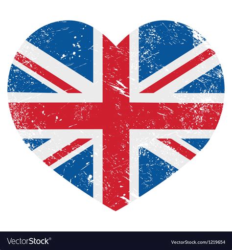 Uk Great Britain Retro Heart Flag Royalty Free Vector Image