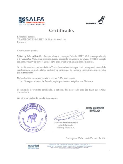 Certificado Euro V Salfa Grff 97 Pdf