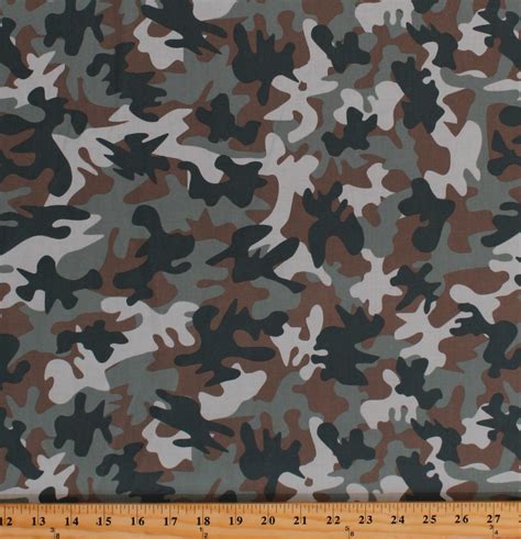 Cotton Camouflage Camo Hunting Army Green Brown Cotton Fabric Print By