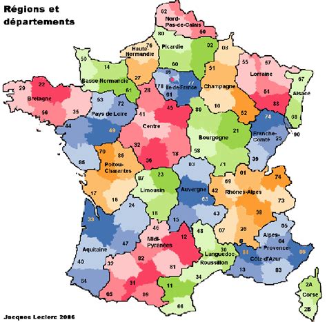 Carte De France Regions Et Departements Francais Vacances Guide Voyage