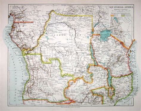 1894 Equatorial Africa Map Original Antique Map Print Angola Etsy