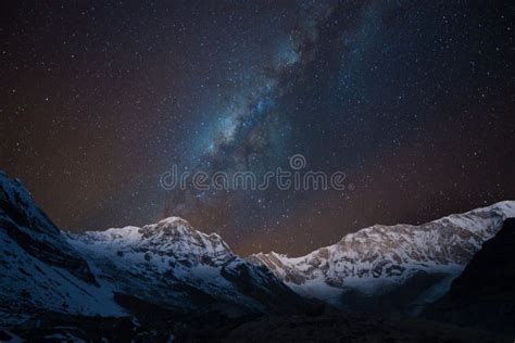 Milky Way Over Annapurna Range Nepal Stock Image Image Of Nepal