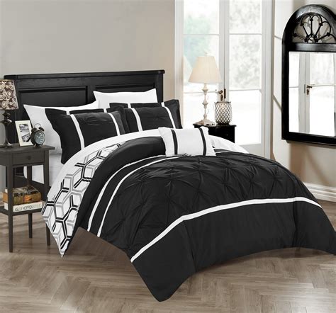 Chic Home 4 Piece Avee Pinch Pleated Ruffled And Reversible Geometric