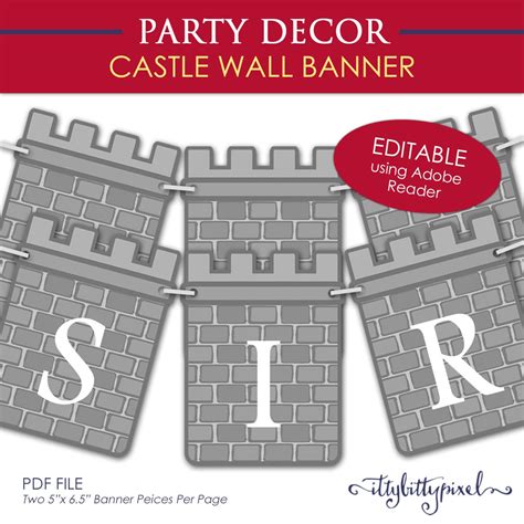 Castle Party Banner Editable Printable Pdf Wall Decor Etsy