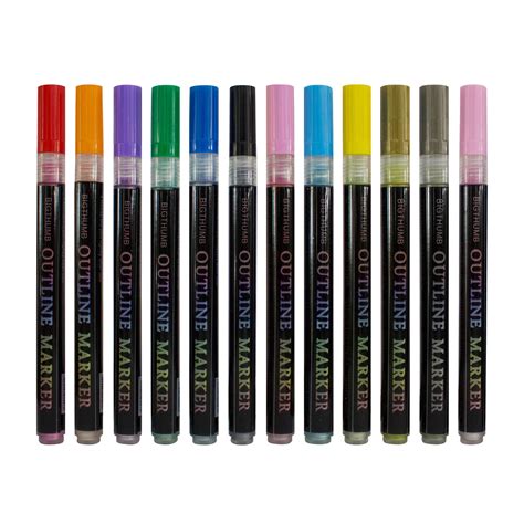 Double Line Outline Pen 12 Colors Self Outline Metallic Markers Glitter