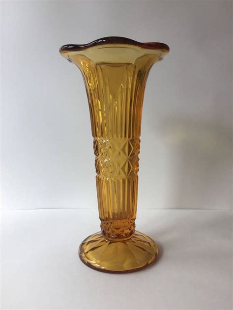 Yellow Vase Yellow Amber Glass Vase Flower Arranging Pressed Etsy Uk Yellow Glass Vase Vase