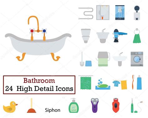 Set Of 24 Bathroom Icons — Stock Vector © Angelp 124006740