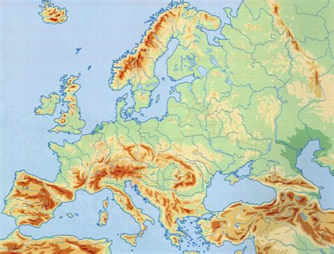 Cartina muta fisica e politica delle marche da stampare 5 sfoglia. Montagne d'Europa