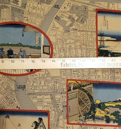 Traditional japanese cartography of the edo period traditional japanese maps. Sepia-Toned Map of Old Tokyo (Edo) w/ Woodblock Japanese Postcards in Cotton - Beautiful Textiles