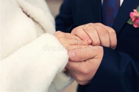 Groom Holds The Bride S Hand Stock Image Image Of Engagement