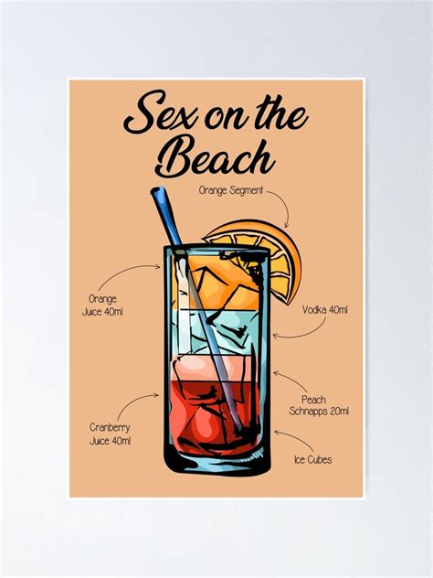 Sex On The Beach Cocktail Recipe Poster By Huckleberryarts Redbubble