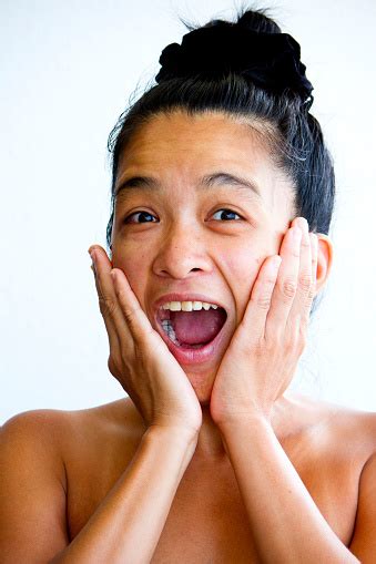 Woman Happy Surprised Facial Expression Stock Photo Download Image