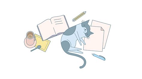 Cat Doing Homework