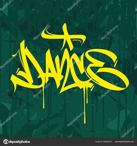 Dance Graffiti Font Lettering Dark Green Tło — Grafika Wektorowa