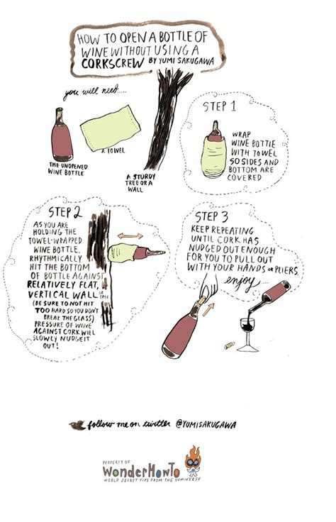 Don't go breaking the bottle just yet—try some of these super simple hacks to open your wine with tools you can find in your kitchen. How to Open a Wine Bottle Without Using a Corkscrew « The Secret Yumiverse