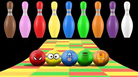 Bowling Balls Fruits Learn Colors With Superheroes Binkie Tv Youtube