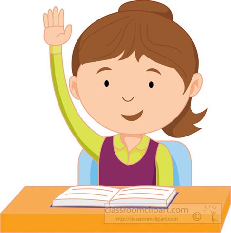 School Clipart Female Student Raising Hand In The Classroom Clipart