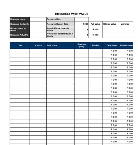 Downloadable Excel Time Card Template Template