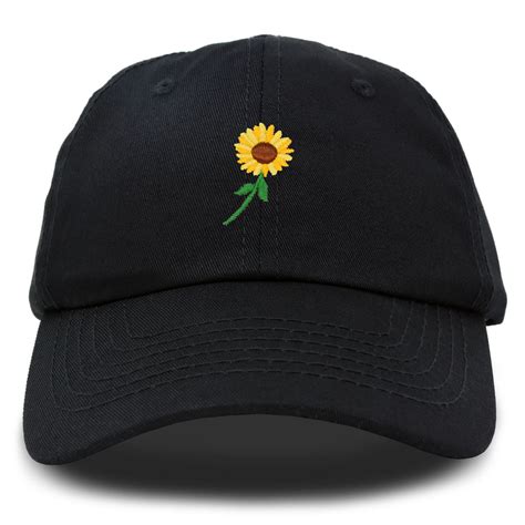 Dalix Sunflower Hat Womens Floral Baseball Cap In Black