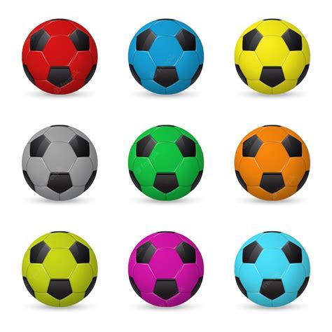 Premium Vector Set Of Colored Soccer Balls
