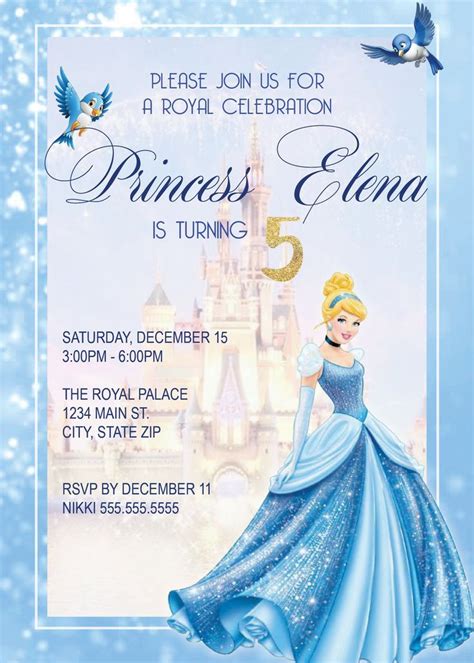 Digital Cinderella Birthday Party Invitation By Nicolepartydesigns On