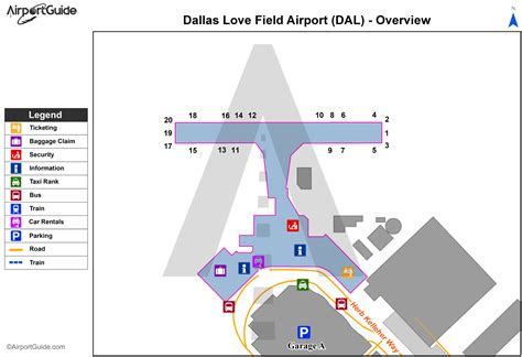 Dallas Dallas Love Field Dal Airport Terminal Maps