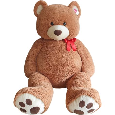 Jumbo 6 Ft Tan Teddy Bear With Red Bow