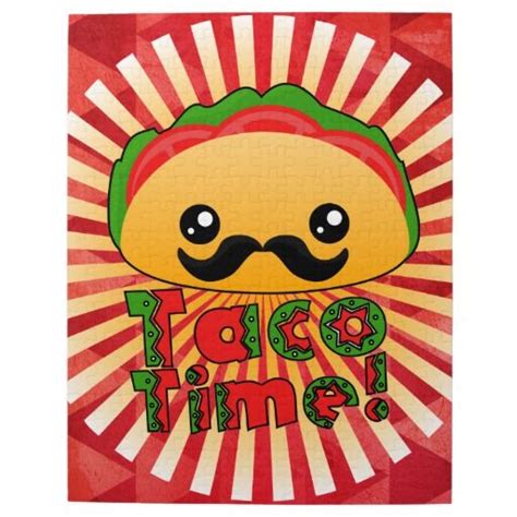 A Red And Yellow Poster With A Taco Time Design On Its Face