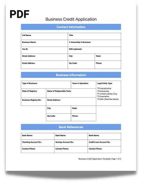 Free Printable Business Credit Application Template Plus How To Use