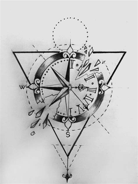 Clock Face Tattoo Broken Clock Tattoo Clock Tattoo Design Compass