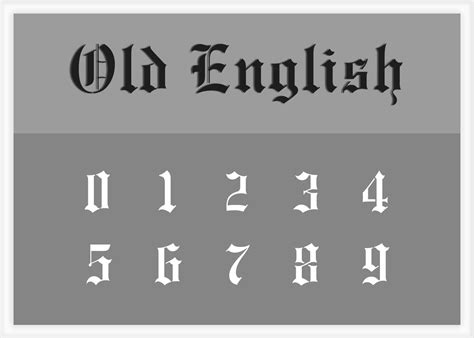 Old English Font Styles Numbers