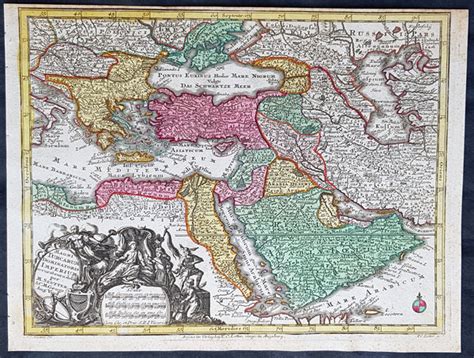 1744 Georg Mattaus Seutter Antique Map Of Ottoman Empire Hungary To Sa