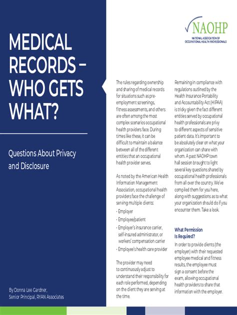 Fillable Online The Privacy And Security Of Occupational Health Records
