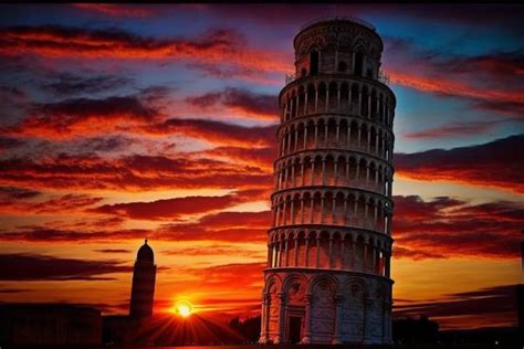 Tableaurobot Picture Of Leaning Tower Of Pisa Sunset