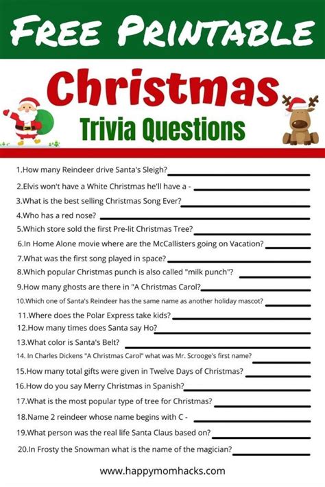 Christmas Trivia Questions For Kids To Use In The Holiday Themed Game