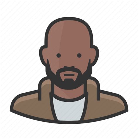 African American Bald Beard Black Man Icon