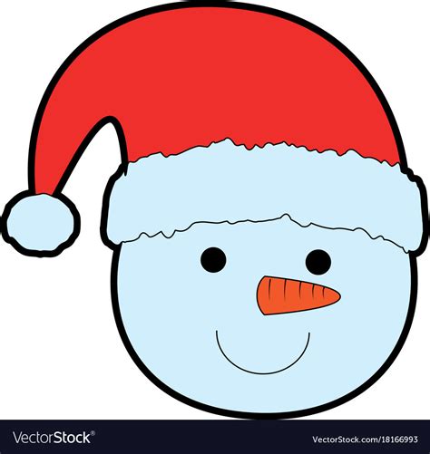 Cute Snowman Head Character Icon Royalty Free Vector Image
