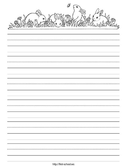 Spring Or Easter Bunny Rabbit Theme Handwriting Practice Stationary