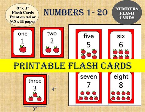Numbers Flash Cards Numbers 1 To 20 Kindergarten Educational Game