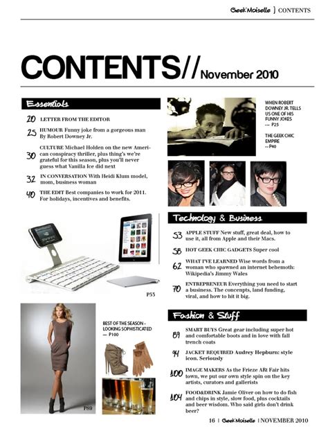 14 Best Magazine Table Of Contents Page Design Images On Pinterest