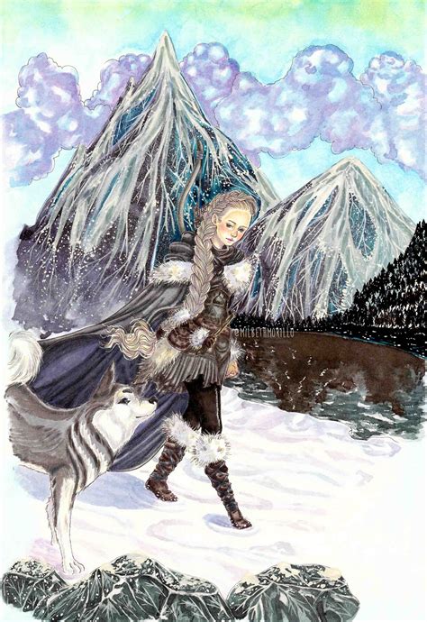 lámina artística skadi de milbethmorillo ilustración de invierno artistas dioses nordicos