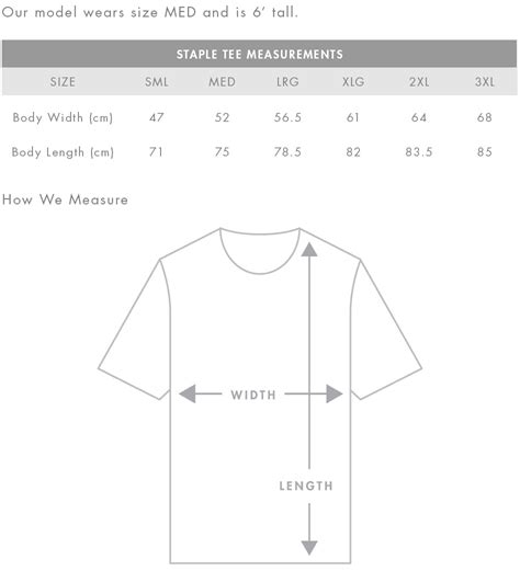 Standard Size Chart For T Shirts