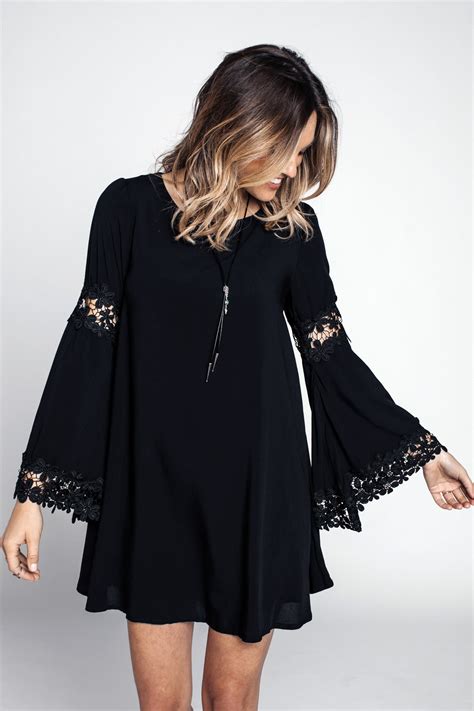 Buy Lace Applique Bell Sleeve Dress At Narie Clothing For Only 6000